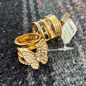 NWT TORRID GOLD BUTTERFLY RING STACK SIZE 8